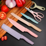 Kit de cuchillos recubrimiento cerámica colores pastel